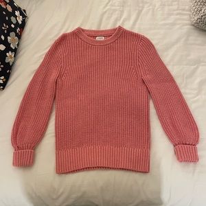 pink cable knit sweater